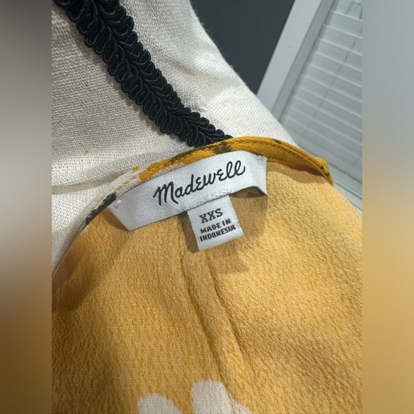 Madewell Button Front Midi Dress Ikat Floral Print Yellow sz XXS Flowy - Picture 5 of 6